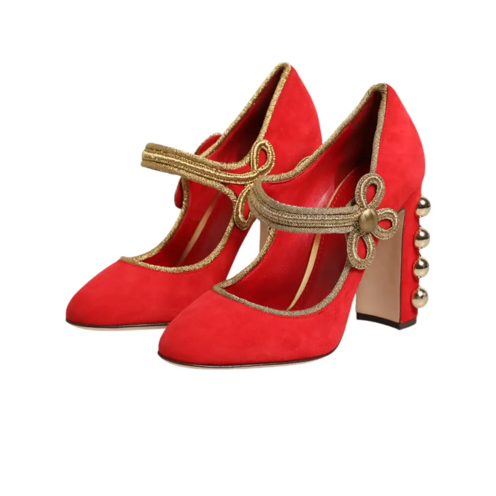 Dolce & Gabbana Rote MARY JANES Pumps mit Verzierungen - EU37/US6.5