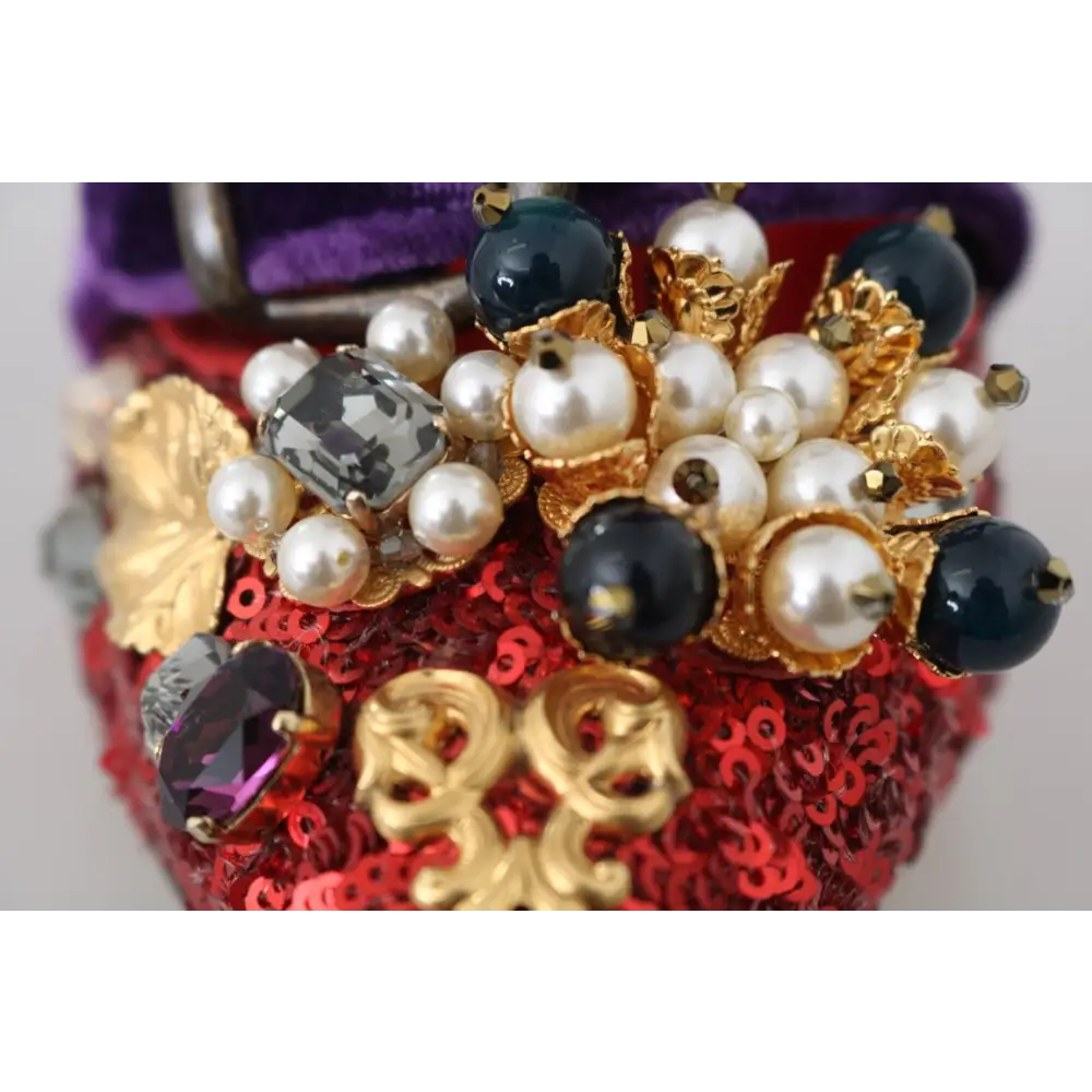 Dolce & Gabbana Rote Pailletten-Kristall-Nieten-Absätze Schuhe - EU36/US5.5