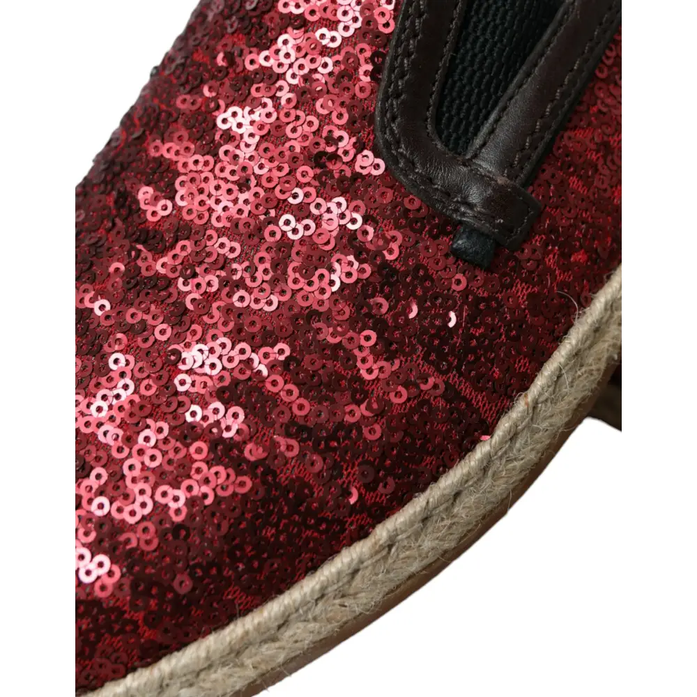 Dolce & Gabbana Rote Pailletten Loafer Hausschuhe Männer Schuhe