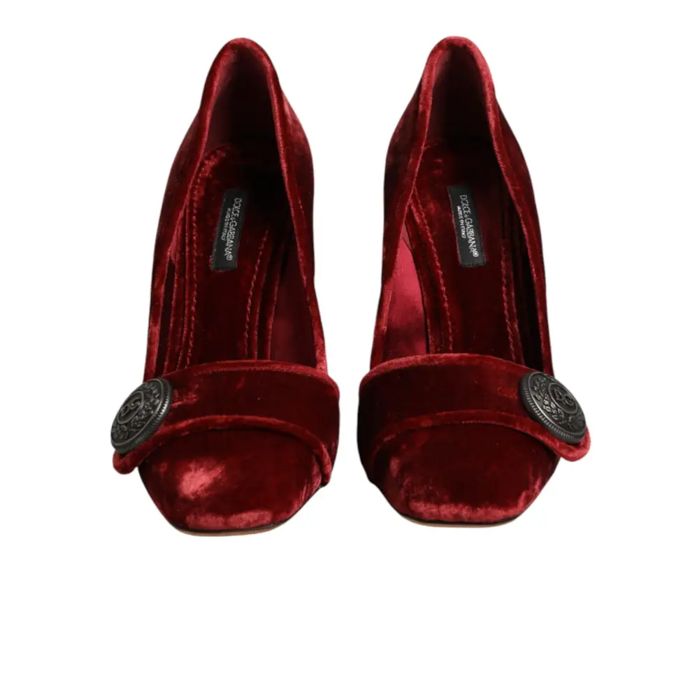 Dolce & Gabbana Rote Samt-Pumps mit Verzierungen - EU38/US7.5