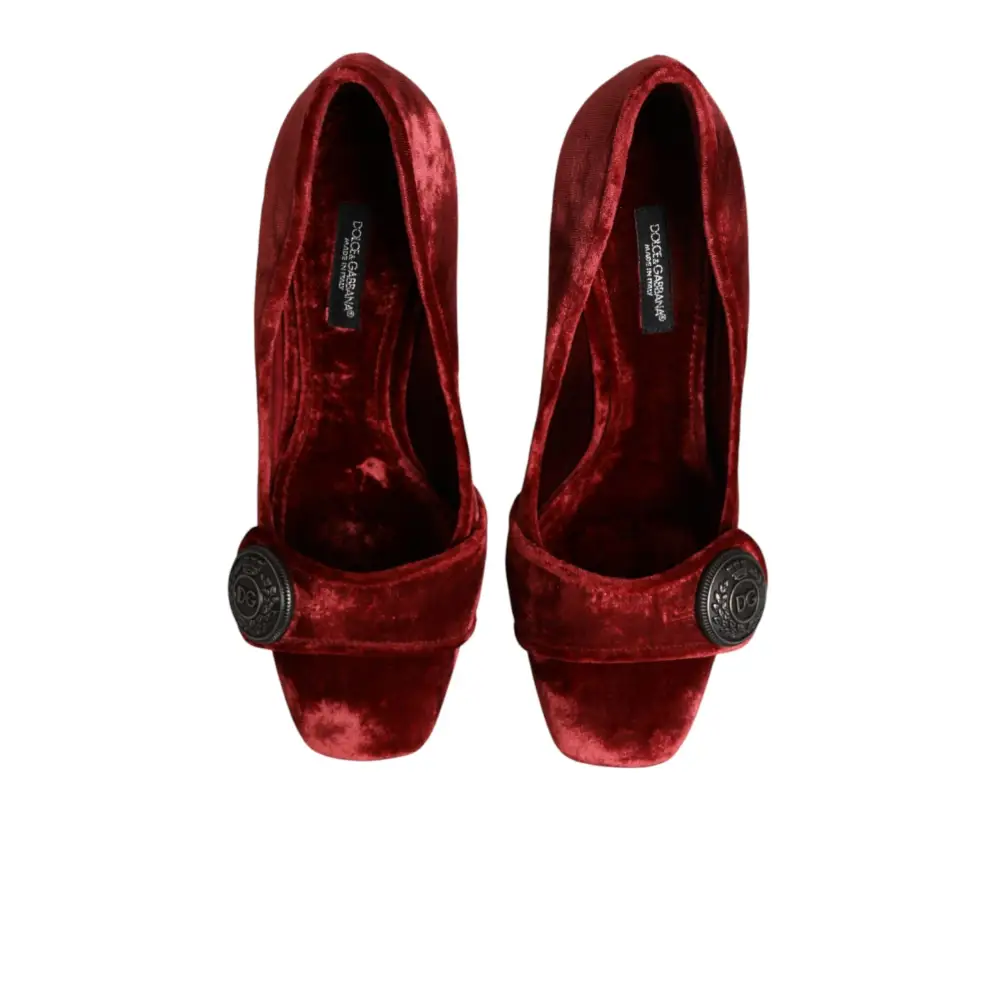 Dolce & Gabbana Rote Samt-Pumps mit Verzierungen - EU38/US7.5