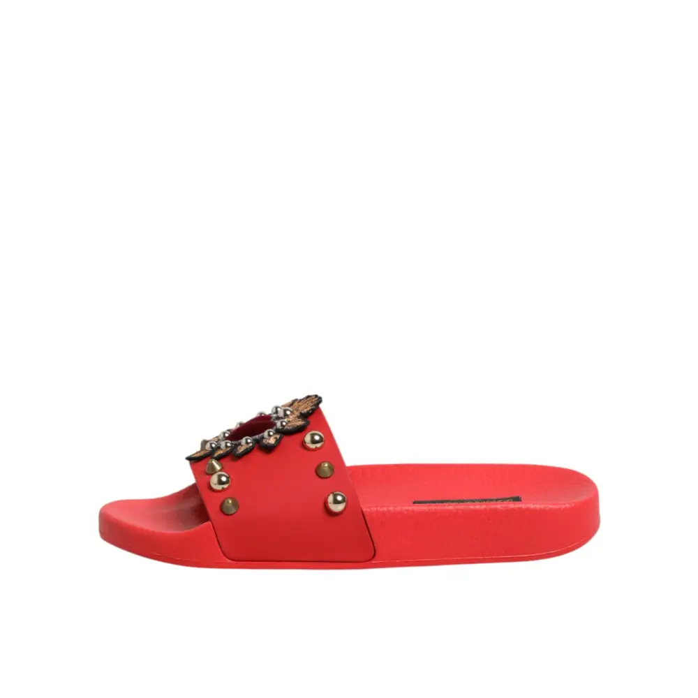 Dolce & Gabbana Rote Slides mit Herz-Applikation Strandschuhe - EU35/US4.5