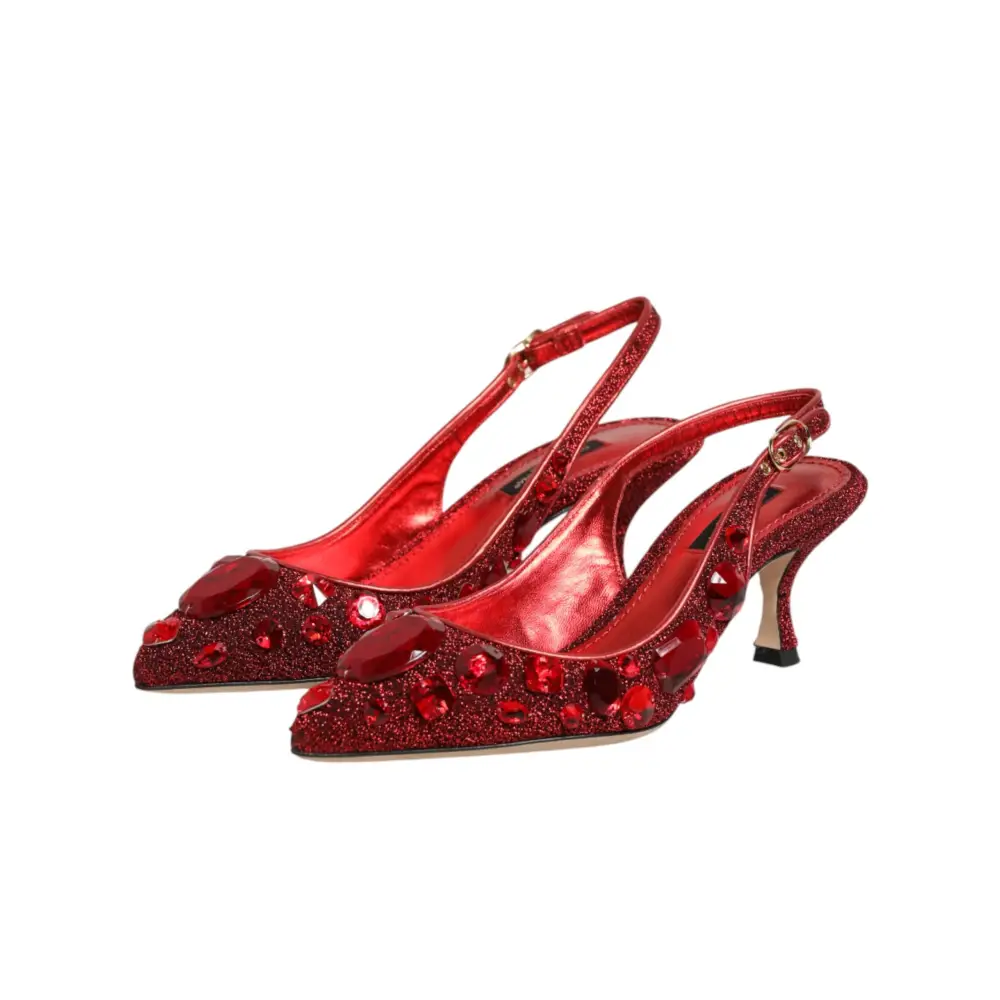 Dolce & Gabbana Rote Slingback-Schuhe mit Kristallverzierung - EU36.5/US6