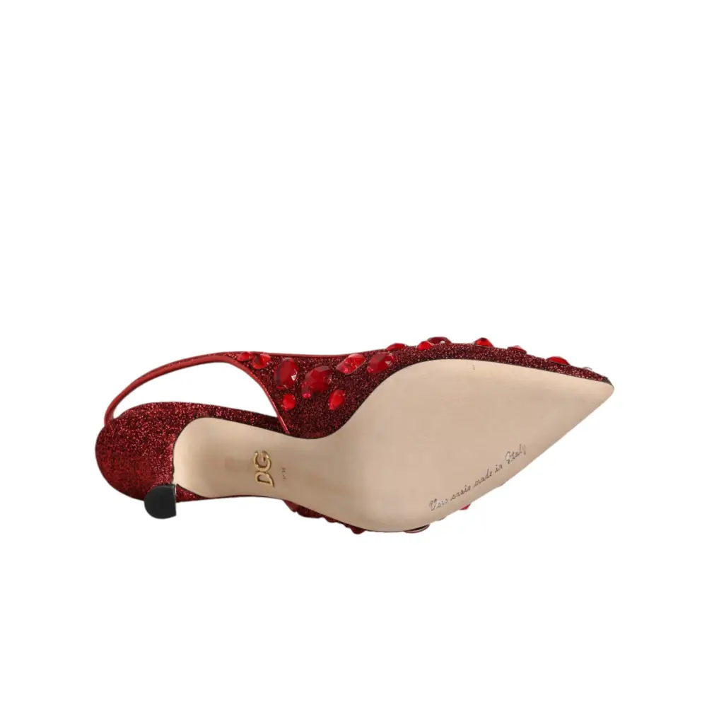 Dolce & Gabbana Rote Slingback-Schuhe mit Kristallverzierung - EU36.5/US6
