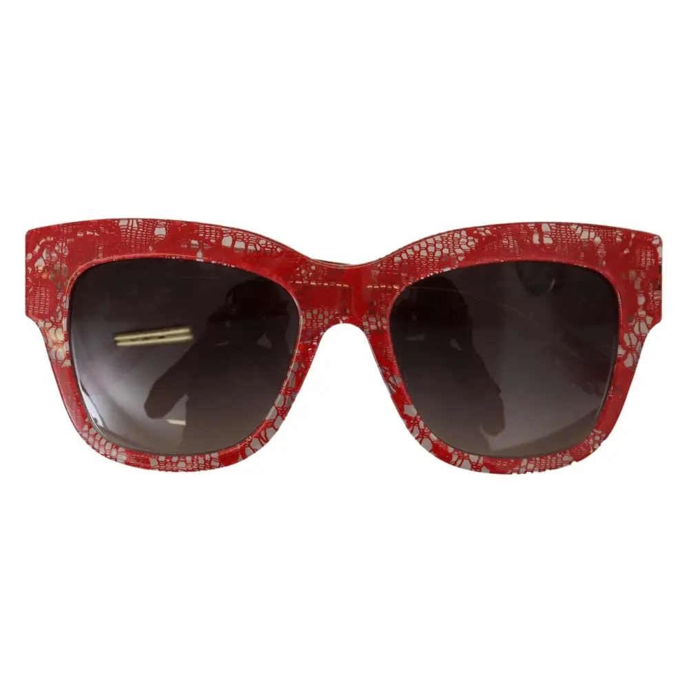Dolce & Gabbana Rote Sonnenbrille DG4231F Spitze Acetat Rechteck Shades