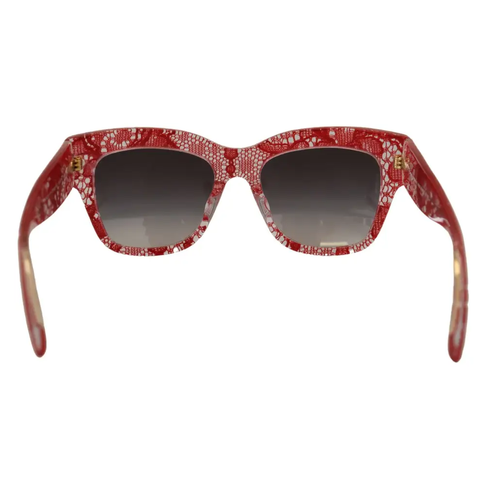 Dolce & Gabbana Rote Sonnenbrille DG4231F Spitze Acetat Rechteck Shades