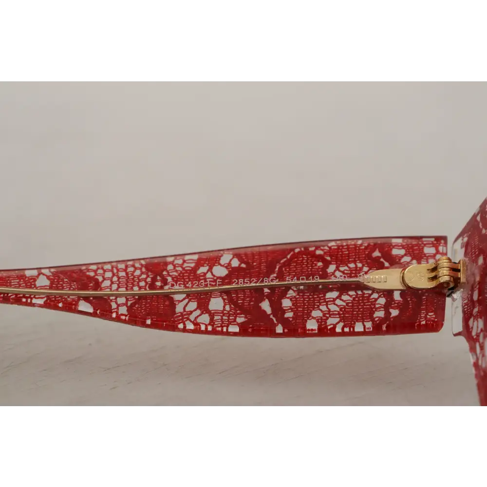 Dolce & Gabbana Rote Sonnenbrille DG4231F Spitze Acetat Rechteck Shades