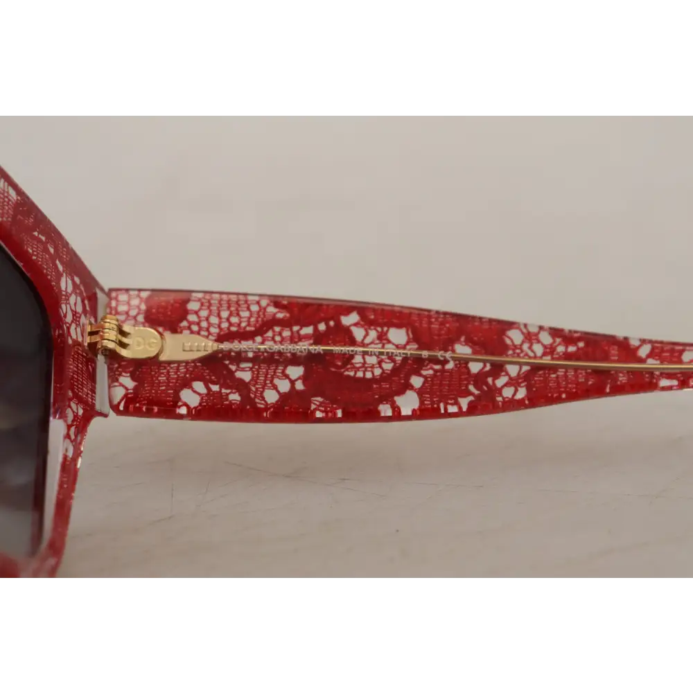 Dolce & Gabbana Rote Sonnenbrille DG4231F Spitze Acetat Rechteck Shades