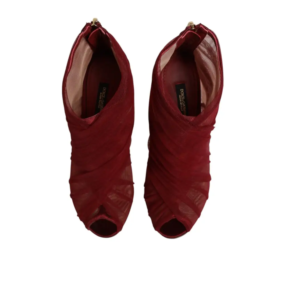 Dolce & Gabbana Rote Stiefelletten aus Tüll mit Stilettoabsatz - EU35.5/US5