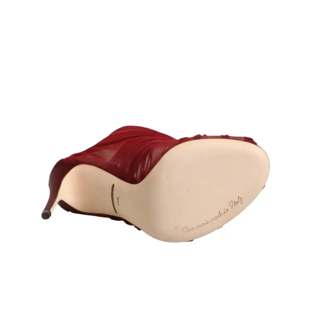 Dolce & Gabbana Rote Stiefelletten aus Tüll mit Stilettoabsatz - EU35.5/US5