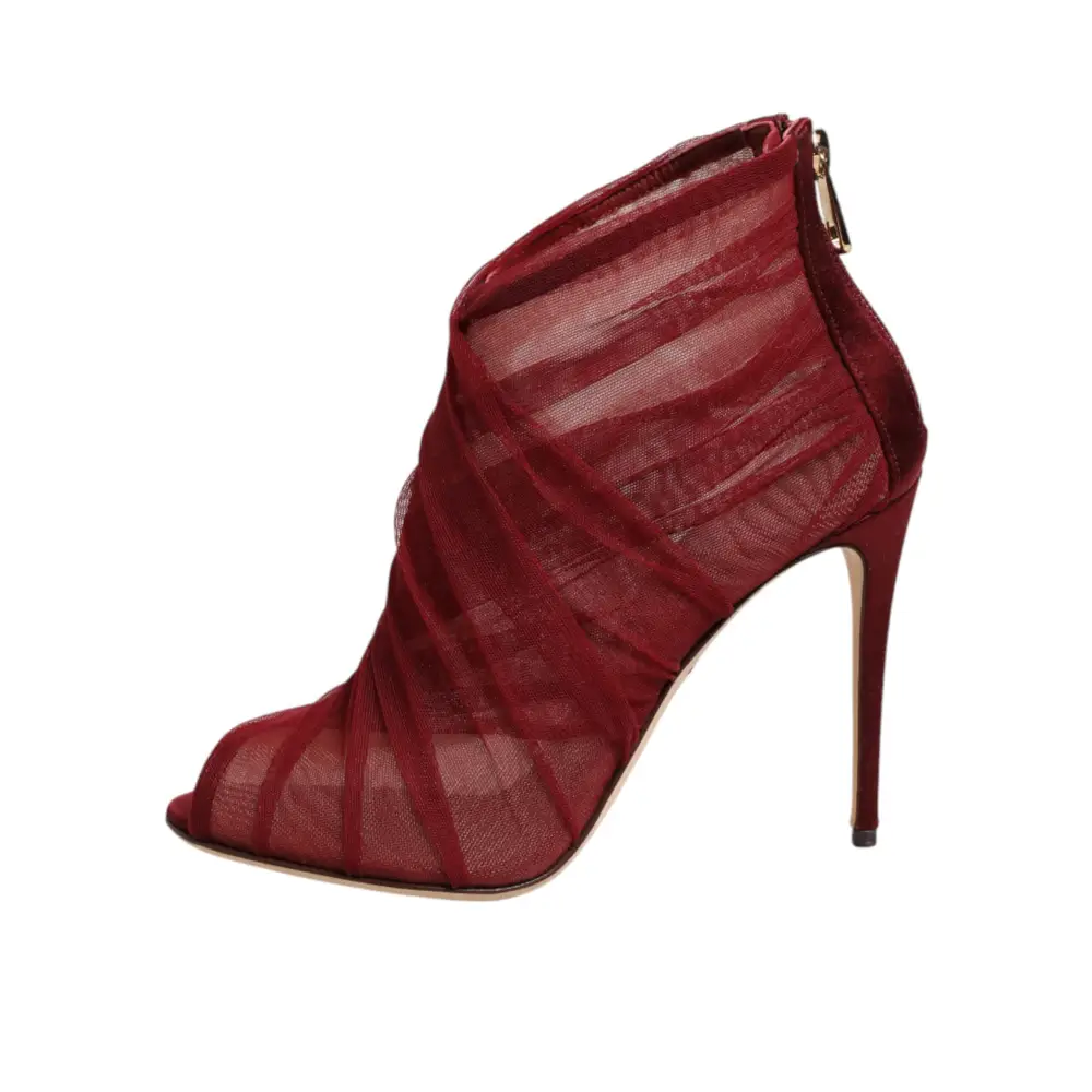 Dolce & Gabbana Rote Stiefelletten aus Tüll mit Stilettoabsatz - EU35.5/US5