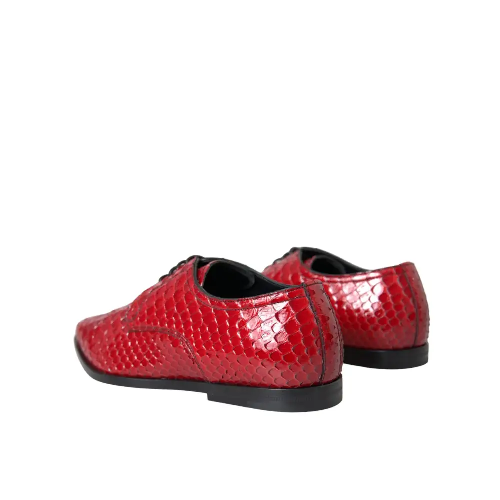 Dolce & Gabbana Rote strukturierte lackierte Derby Männer Formale Schuhe - EU39/US6