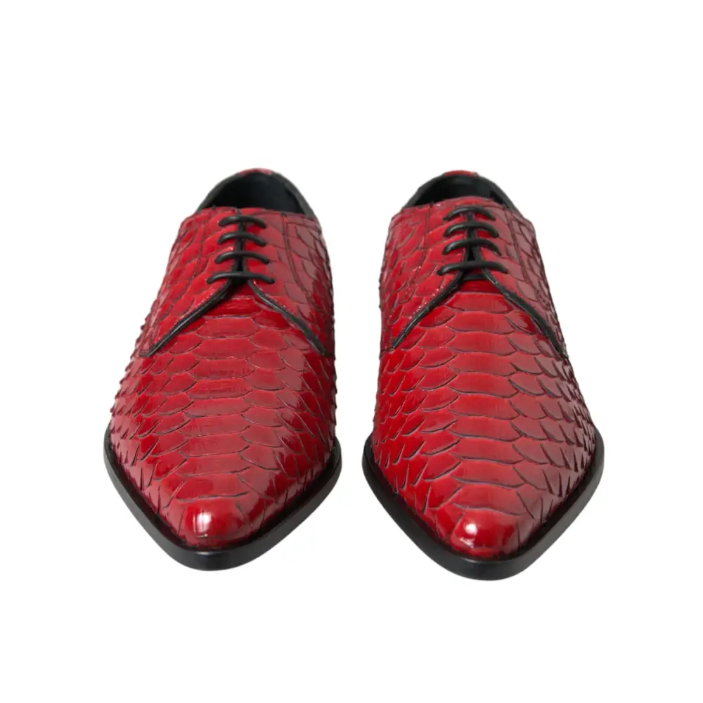 Dolce & Gabbana Rote strukturierte lackierte Derby Männer Formale Schuhe - EU39/US6