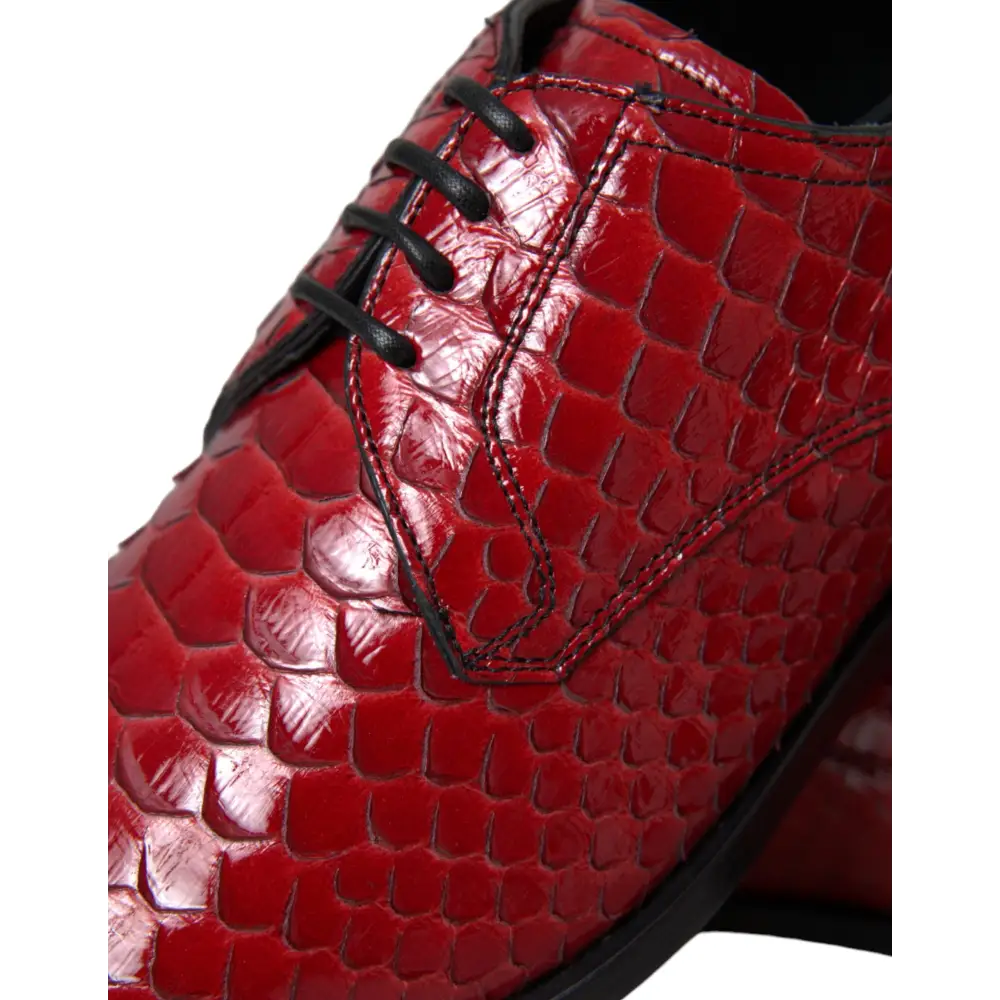 Dolce & Gabbana Rote strukturierte lackierte Derby Männer Formale Schuhe - EU39/US6