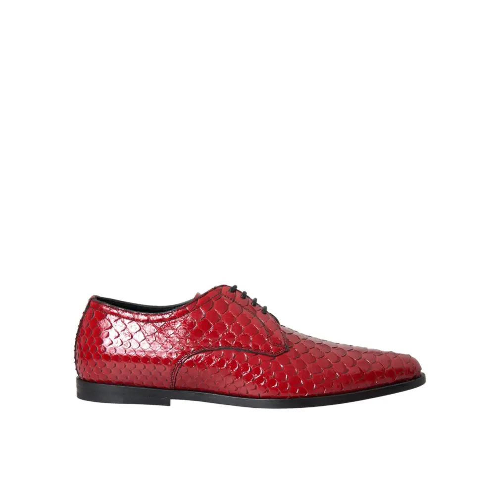 Dolce & Gabbana Rote strukturierte lackierte Derby Männer Formale Schuhe - EU39/US6