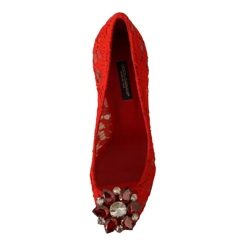 Dolce & Gabbana Rote Taormina Spitze Kristall Heels Pumps - EU35/US4.5