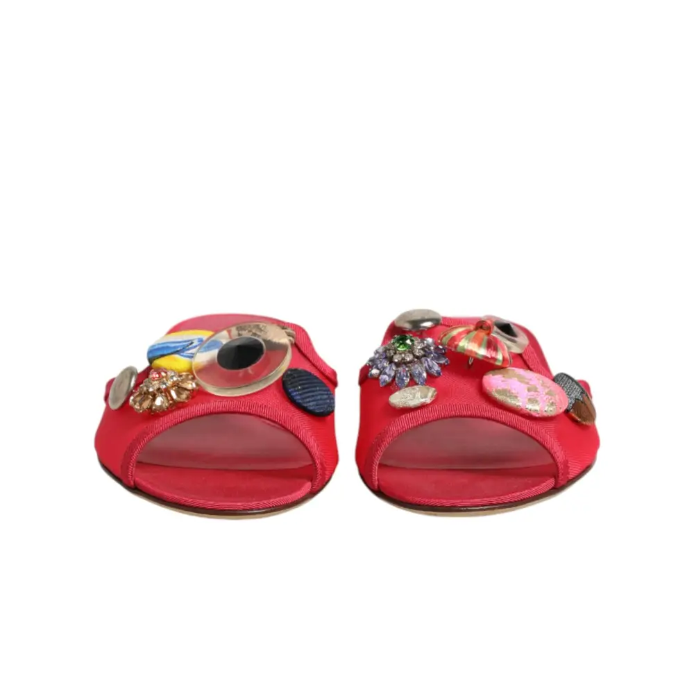 Dolce & Gabbana Rote verzierte Ballerinas zum Hineinschlüpfen
