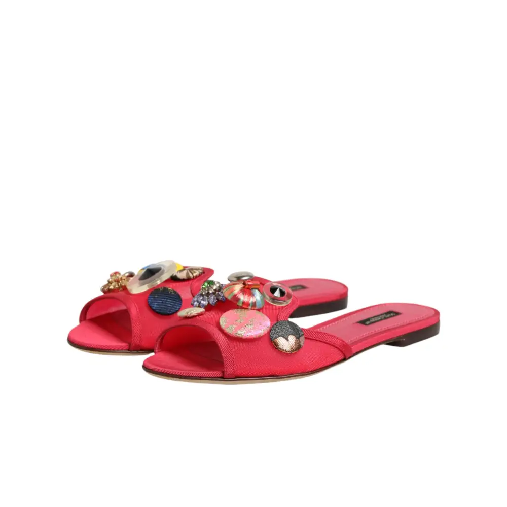 Dolce & Gabbana Rote verzierte Ballerinas zum Hineinschlüpfen
