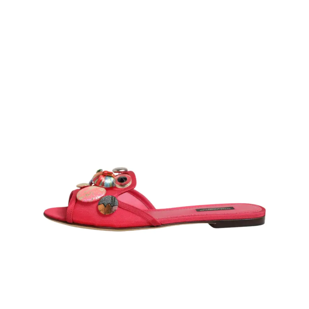 Dolce & Gabbana Rote verzierte Ballerinas zum Hineinschlüpfen