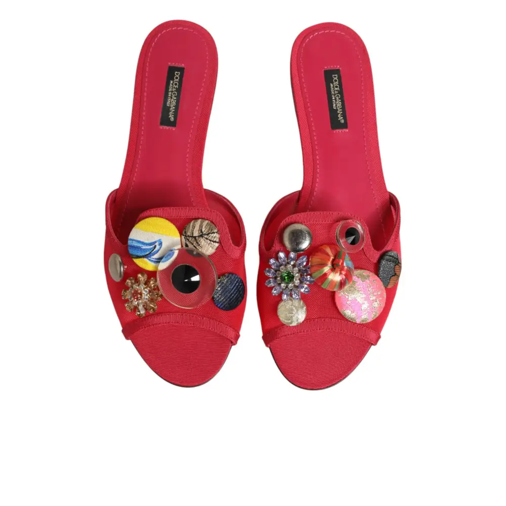 Dolce & Gabbana Rote verzierte Ballerinas zum Hineinschlüpfen