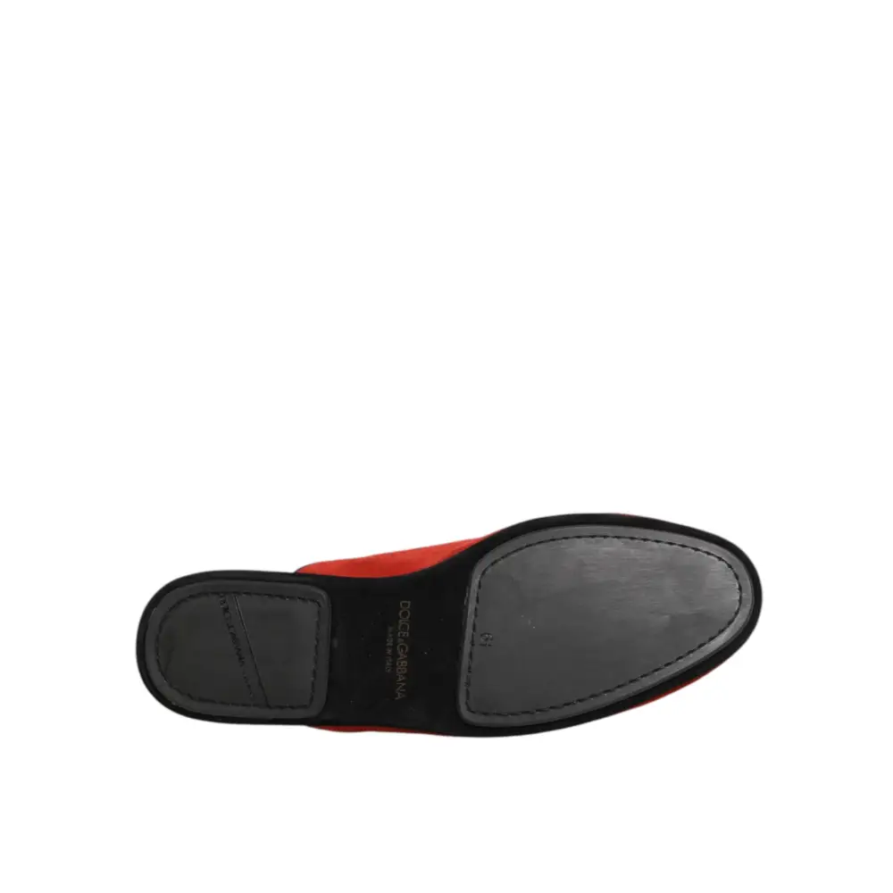 Dolce & Gabbana Rote Wildleder DG King Männer Hausschuhe Schuhe - EU40.5/US7.5