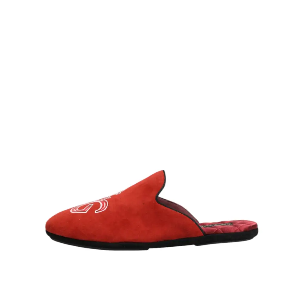 Dolce & Gabbana Rote Wildleder DG King Männer Hausschuhe Schuhe - EU40.5/US7.5
