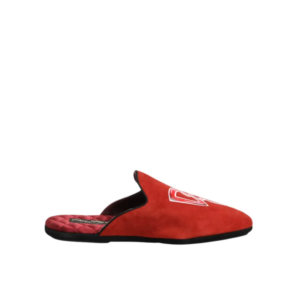 Dolce & Gabbana Rote Wildleder DG King Männer Hausschuhe Schuhe - EU40.5/US7.5