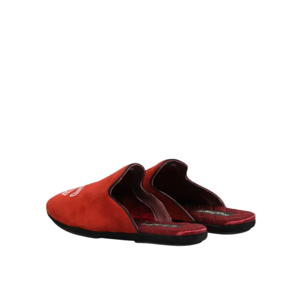 Dolce & Gabbana Rote Wildleder DG King Männer Hausschuhe Schuhe - EU40.5/US7.5