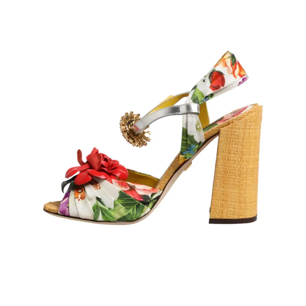 Dolce & Gabbana Sandalen mit floralem Kristallbesatz in Multicolor