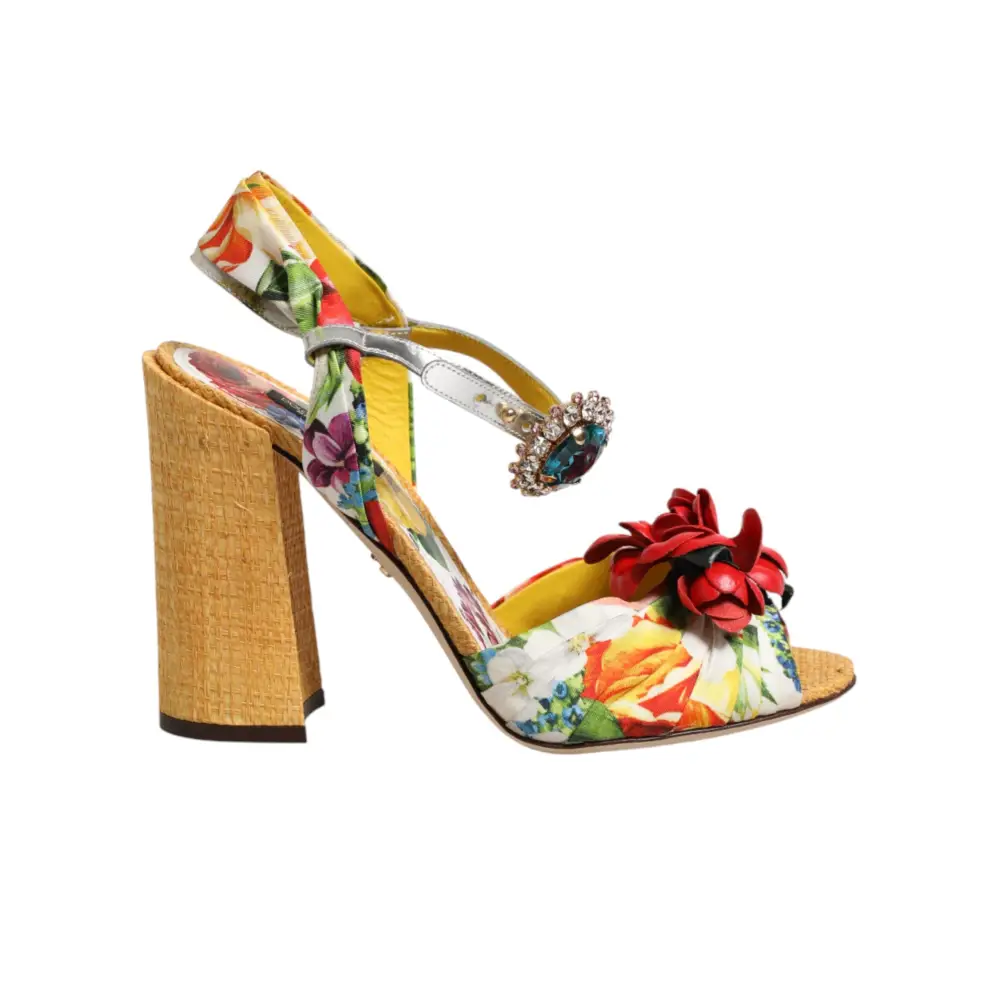 Dolce & Gabbana Sandalen mit floralem Kristallbesatz in Multicolor