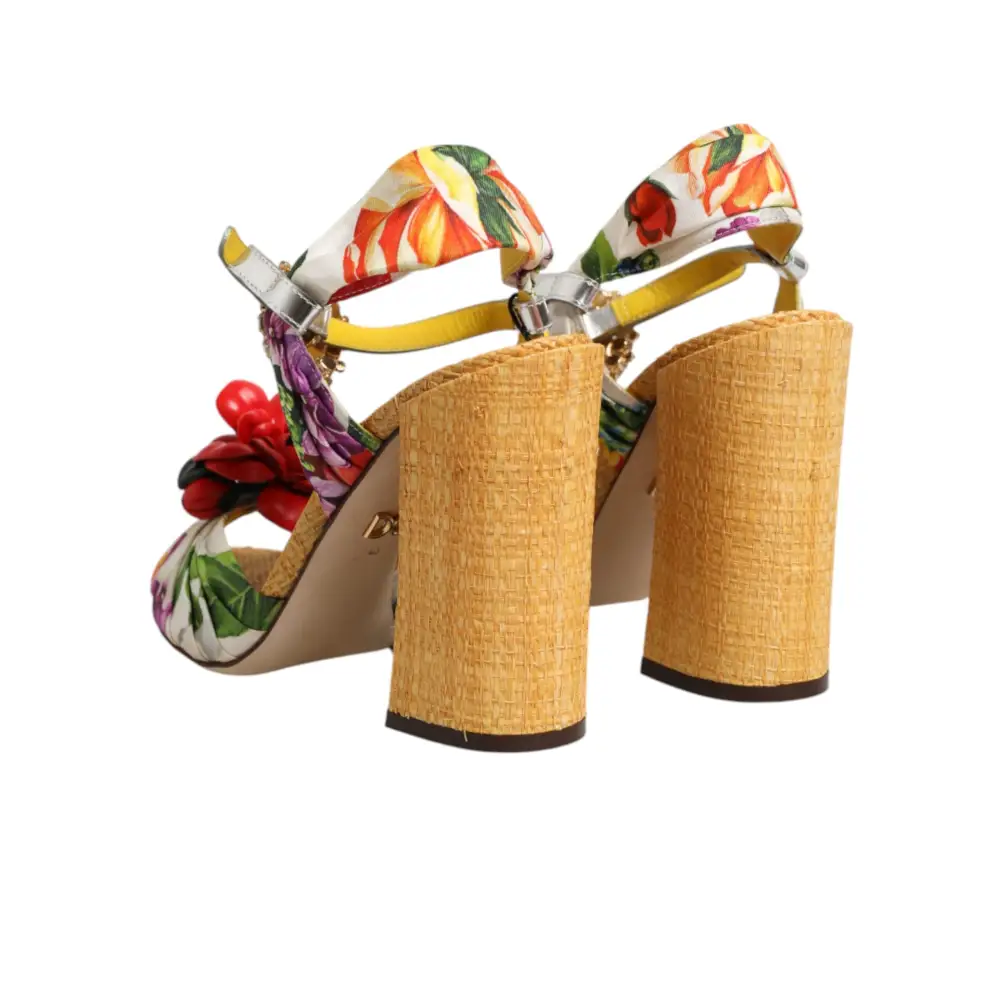 Dolce & Gabbana Sandalen mit floralem Kristallbesatz in Multicolor