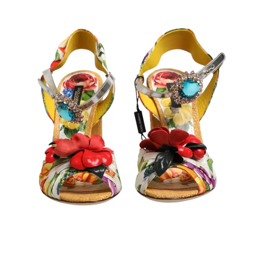 Dolce & Gabbana Sandalen mit floralem Kristallbesatz in Multicolor