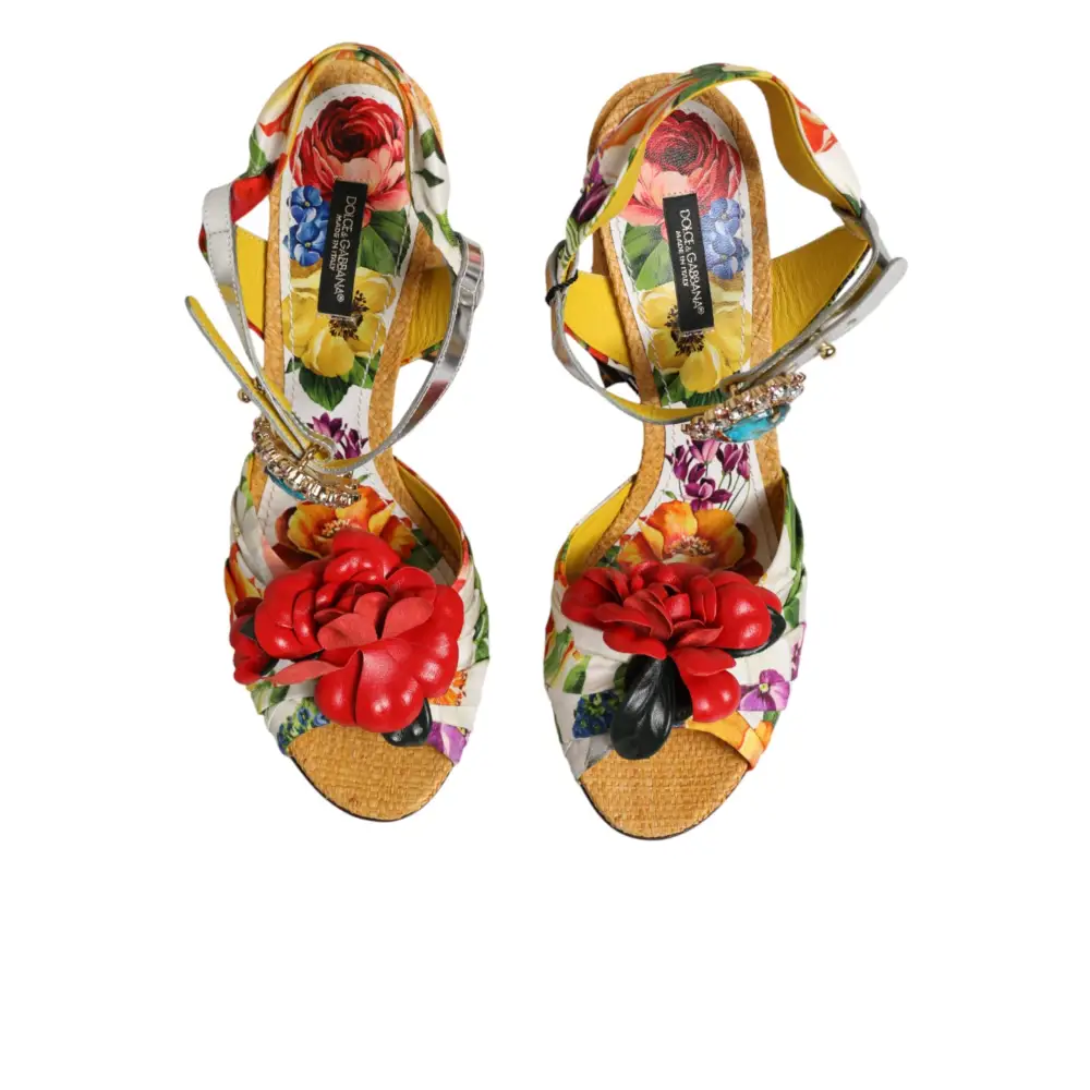 Dolce & Gabbana Sandalen mit floralem Kristallbesatz in Multicolor