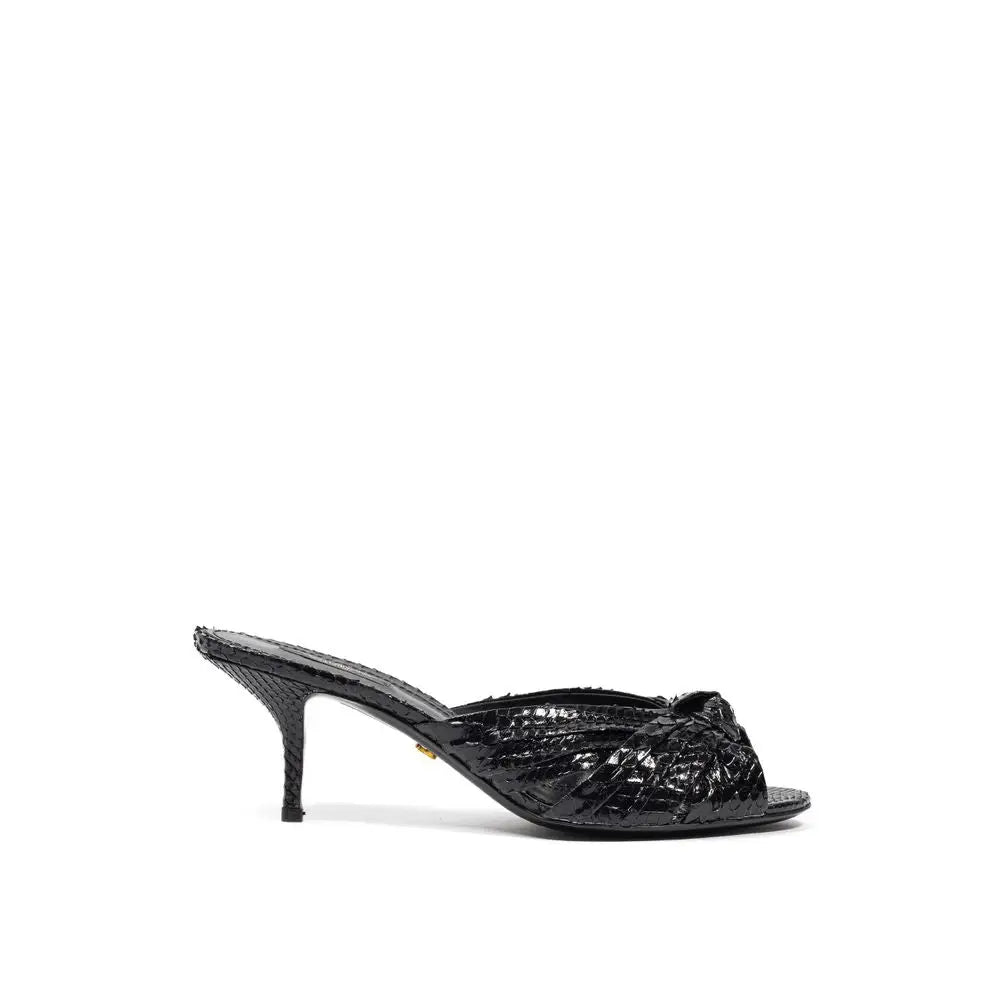 Dolce & Gabbana Sandalen mit Schlangenhaut-Print und Plateauabsatz in Schwarz - EU37.5/US7.5