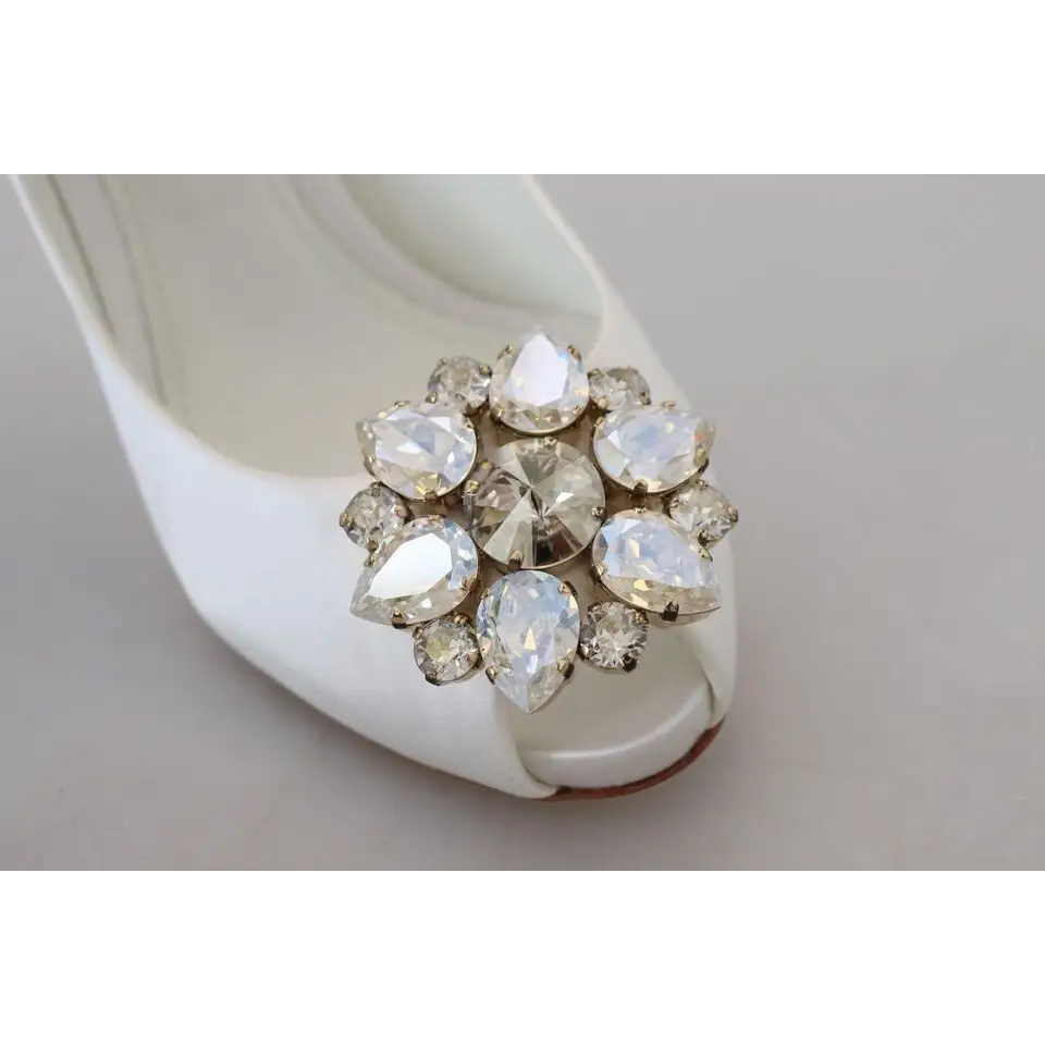 Dolce & Gabbana Satin Pumps mit weißem Kristall-Absatz - EU36/US5.5