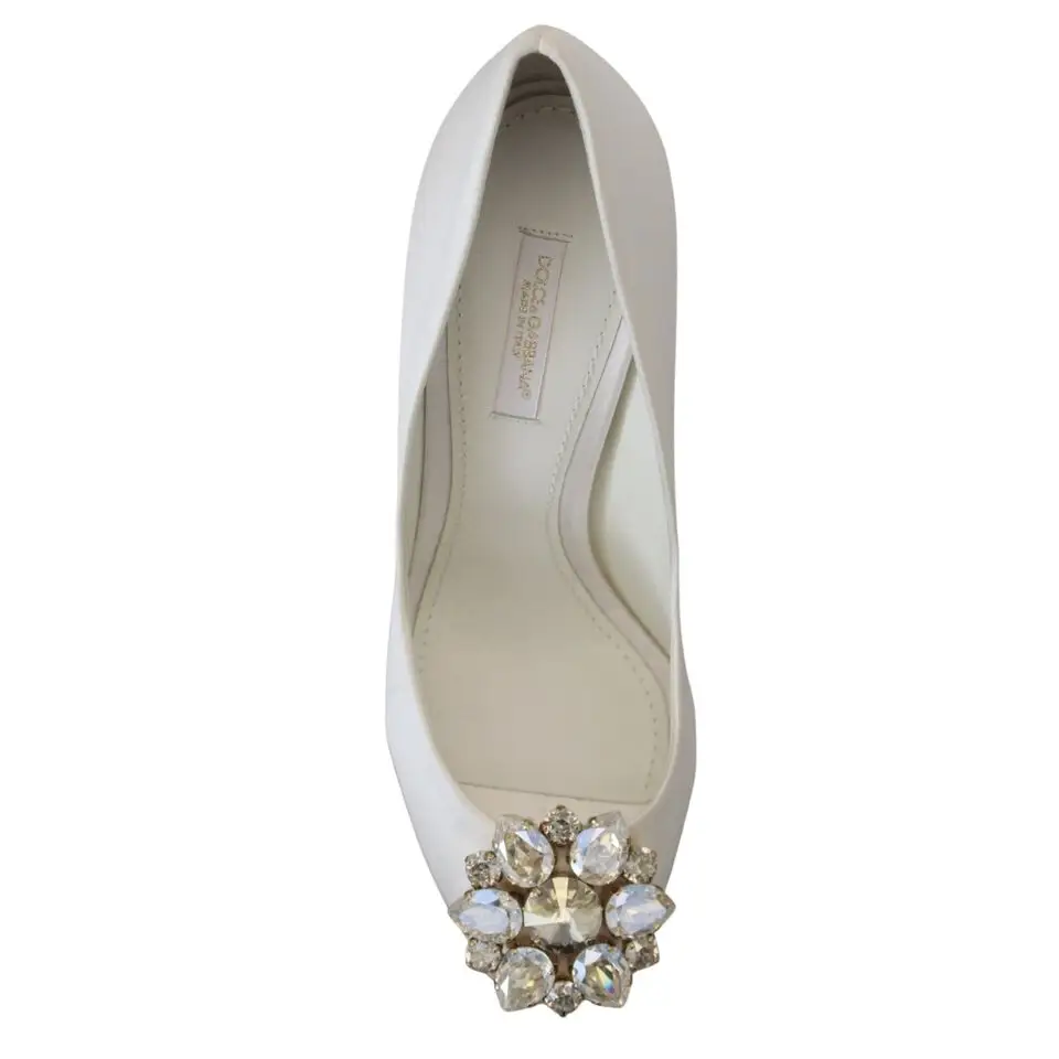 Dolce & Gabbana Satin Pumps mit weißem Kristall-Absatz - EU36/US5.5