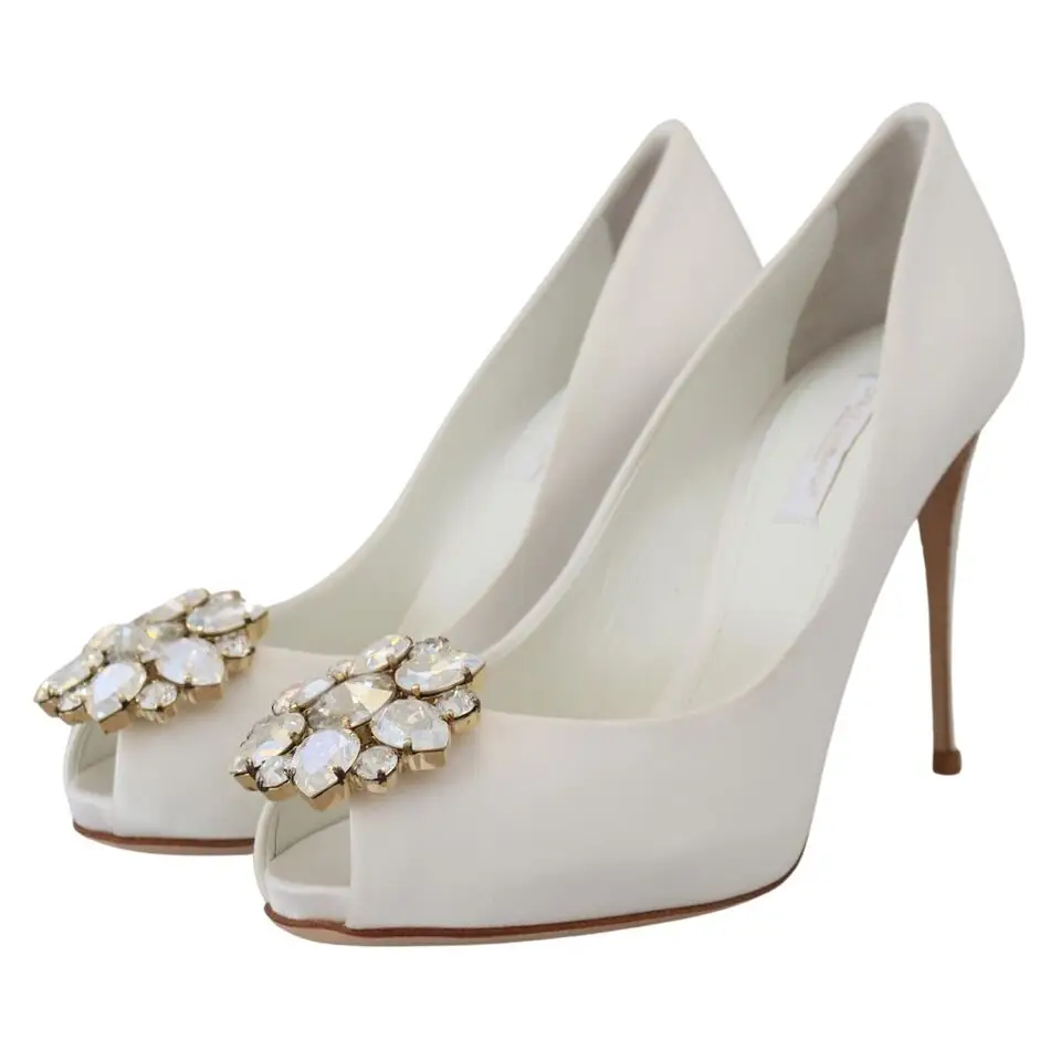 Dolce & Gabbana Satin Pumps mit weißem Kristall-Absatz - EU36/US5.5