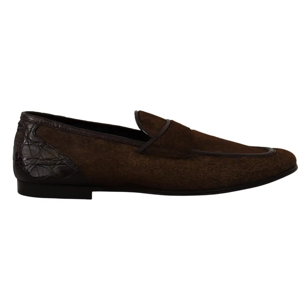 Dolce & Gabbana Schuhe Kleid Loafers Braun Leder Slip Schuhe - EU39/US6