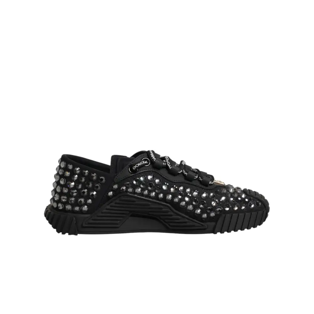 Dolce & Gabbana Schuhe Schwarze Verzierte Low Top NS1 Sneakers - EU36/US5.5
