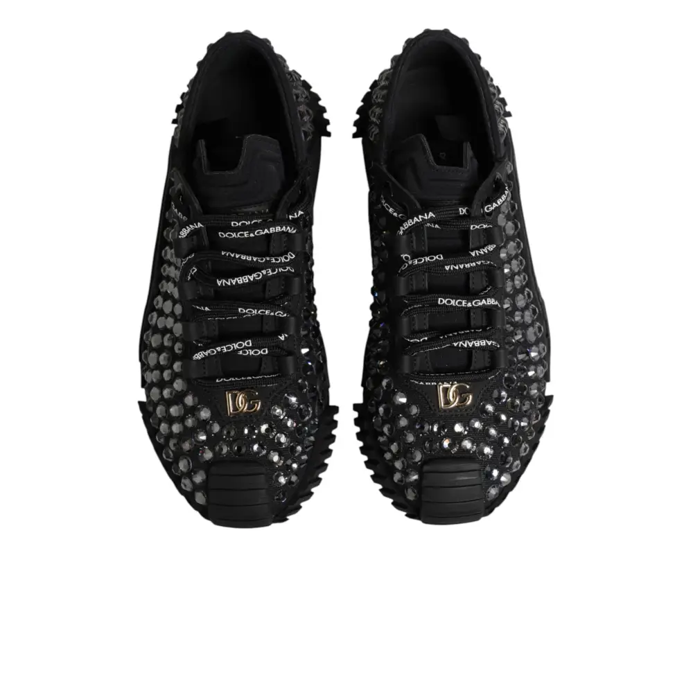 Dolce & Gabbana Schuhe Schwarze Verzierte Low Top NS1 Sneakers - EU36/US5.5
