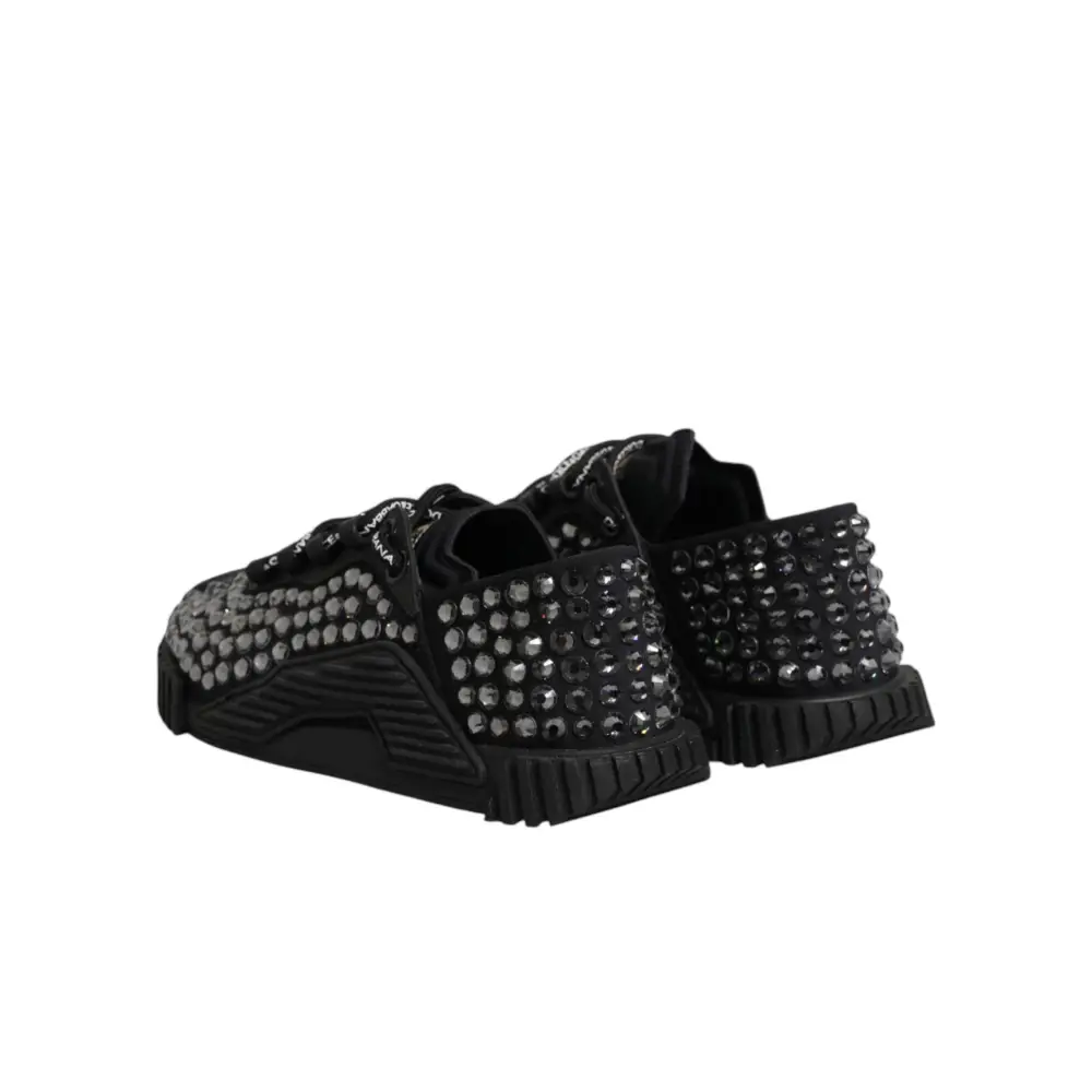 Dolce & Gabbana Schuhe Schwarze Verzierte Low Top NS1 Sneakers - EU36/US5.5