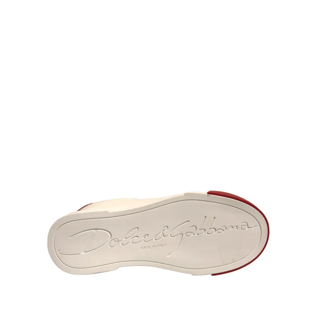 Dolce & Gabbana Schuhe Weiß Leder Logo Portofino Turnschuhe - EU35.5/US5