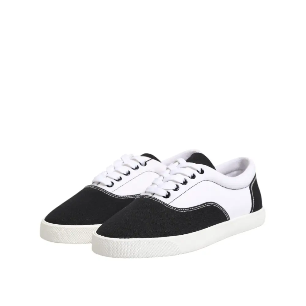 Dolce & Gabbana Schwarz Baumwolle Canvas Lace Up Männer Turnschuhe Schuhe - EU39/US6