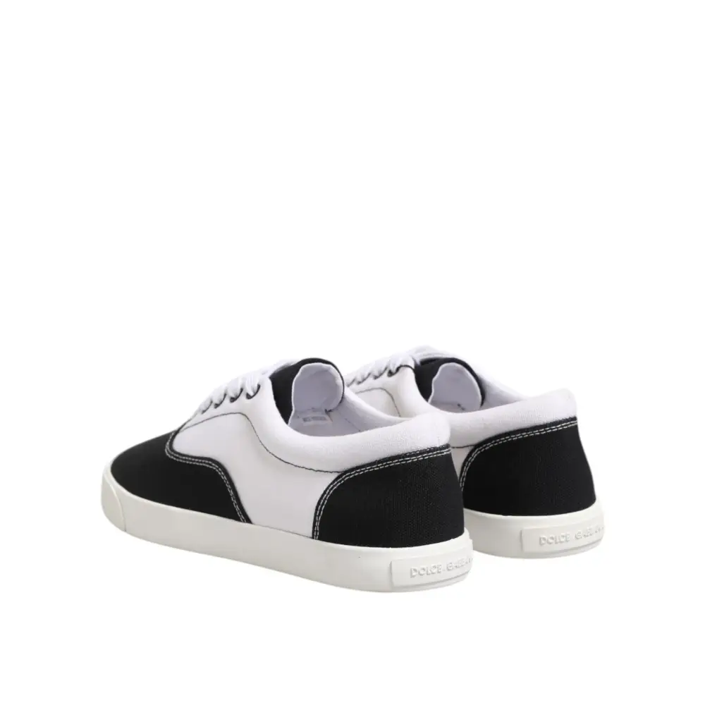 Dolce & Gabbana Schwarz Baumwolle Canvas Lace Up Männer Turnschuhe Schuhe - EU39/US6