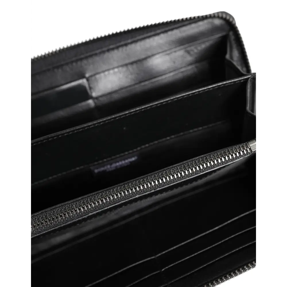 Dolce & Gabbana Schwarz Blau Exotisches Leder Männer Kontinentale Clutch Brieftasche