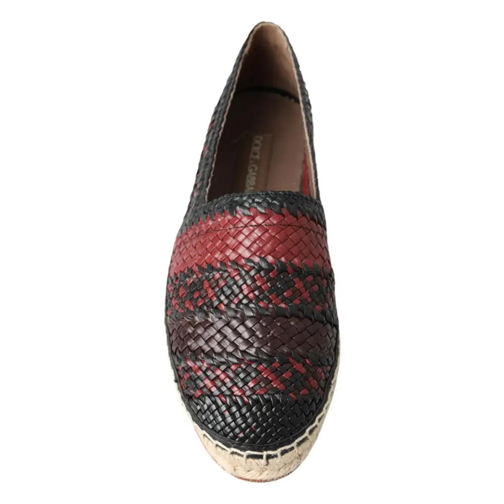 Dolce & Gabbana Schwarz Bordeaux Büffelleder Espadrille Schuhe