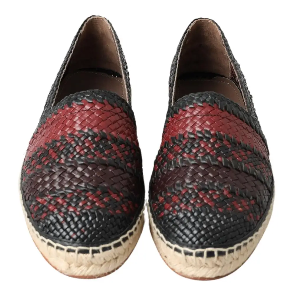 Dolce & Gabbana Schwarz Bordeaux Büffelleder Espadrille Schuhe