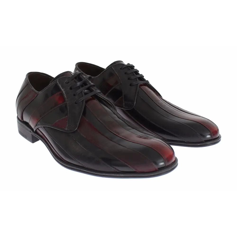 Dolce & Gabbana Schwarz Bordeaux Leder Kleid Formelle Schuhe - EU39.5/US6.5