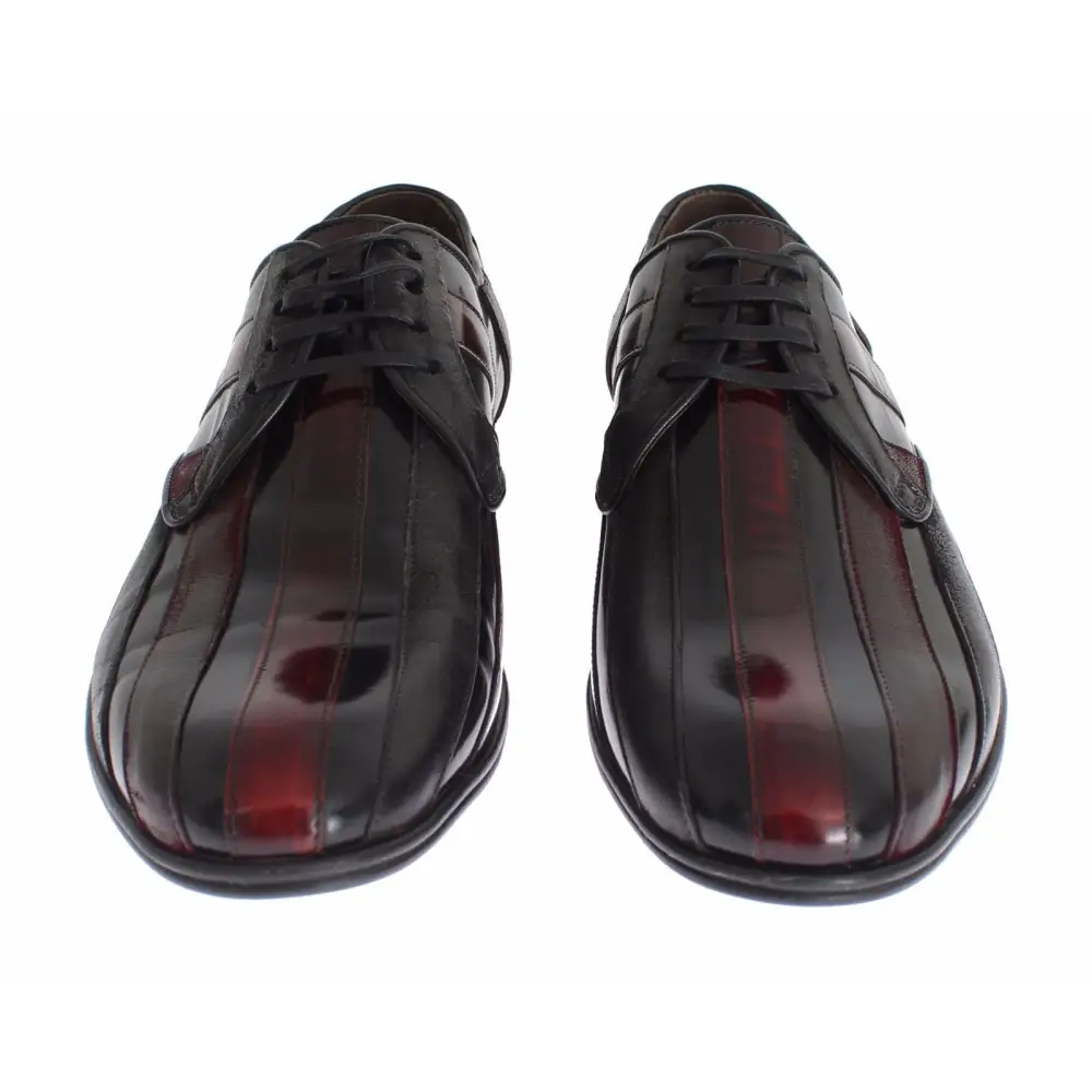 Dolce & Gabbana Schwarz Bordeaux Leder Kleid Formelle Schuhe - EU39.5/US6.5