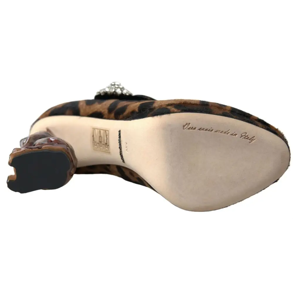 Dolce & Gabbana Schwarz Braun Kalb Leopard Absatz Mary Jane Pump Schuhe - EU35.5/US5